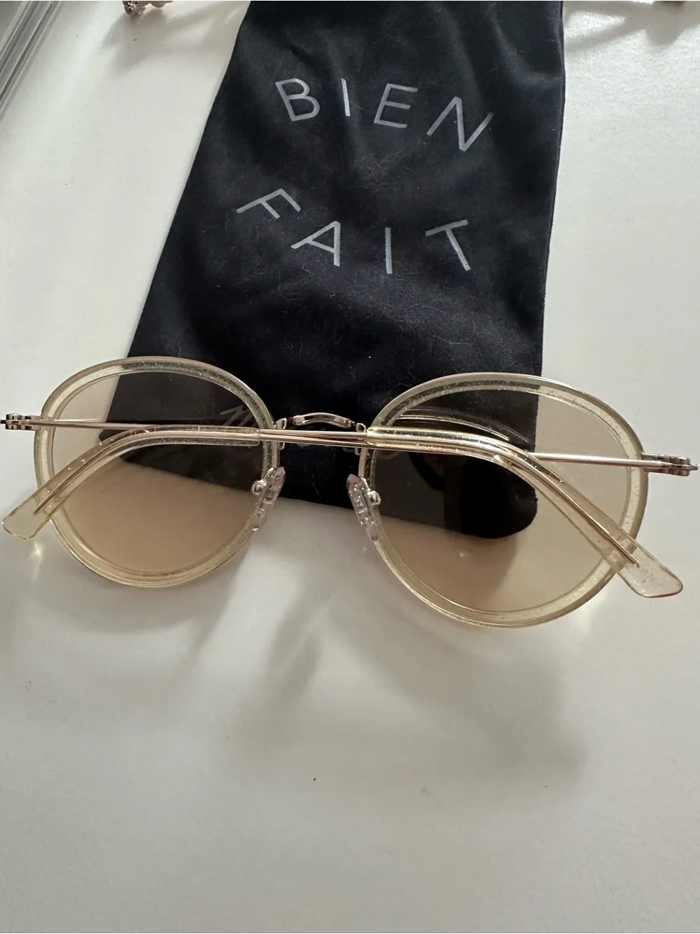 Madewell Clear Frame Round Sunglasses with Gold Accents